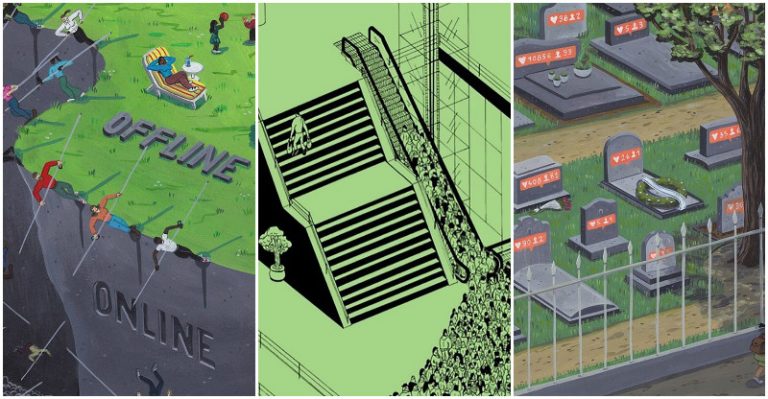 10 úprimných ilustrácii zobrazujúcich modernú skazenú spoločnosť