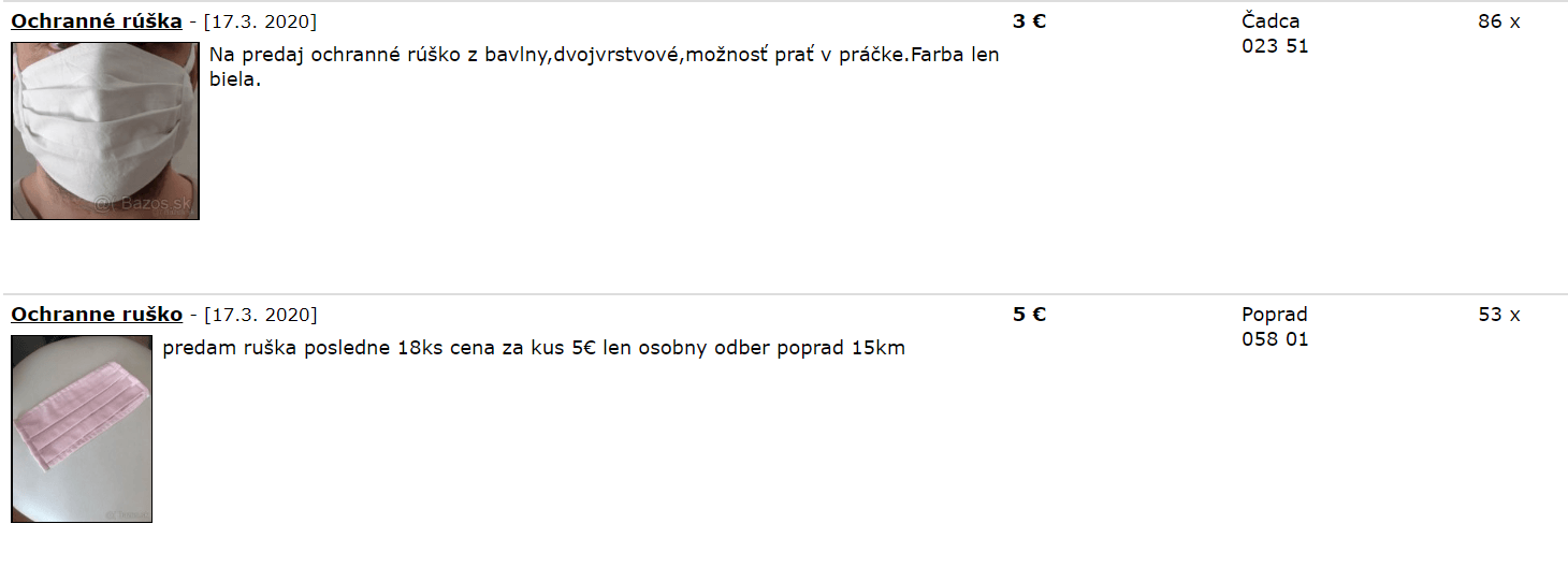 rusko na tvar bazos