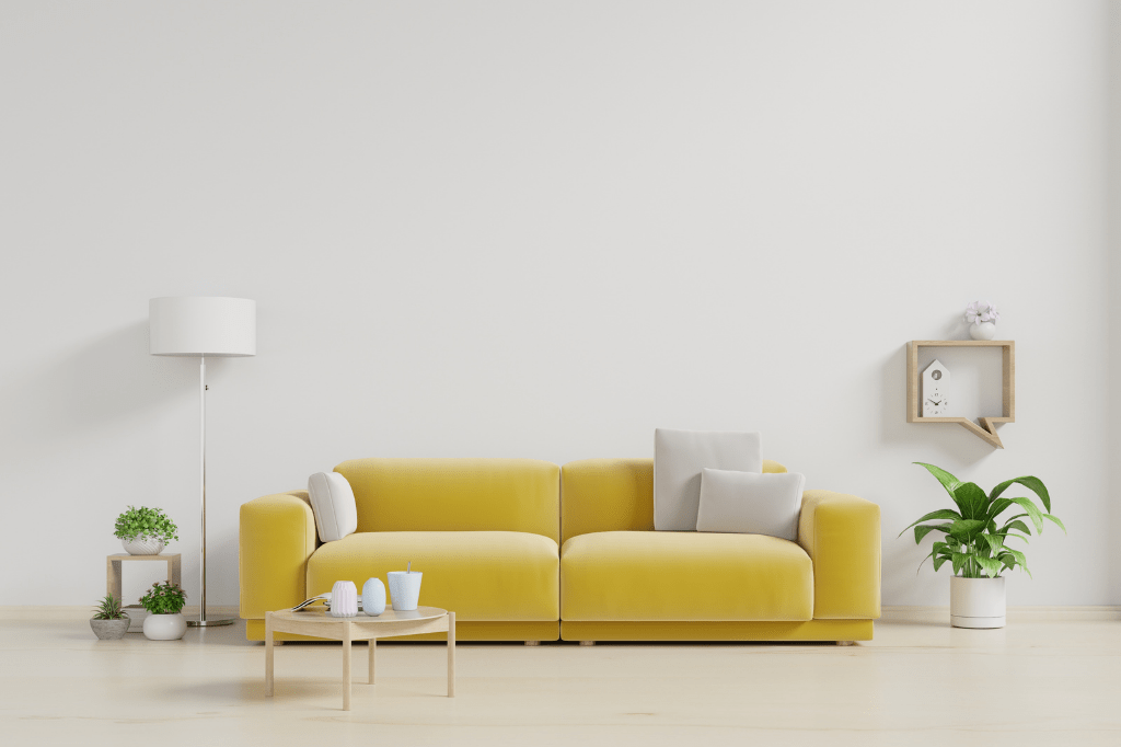 citrónová sedačka v obývačke