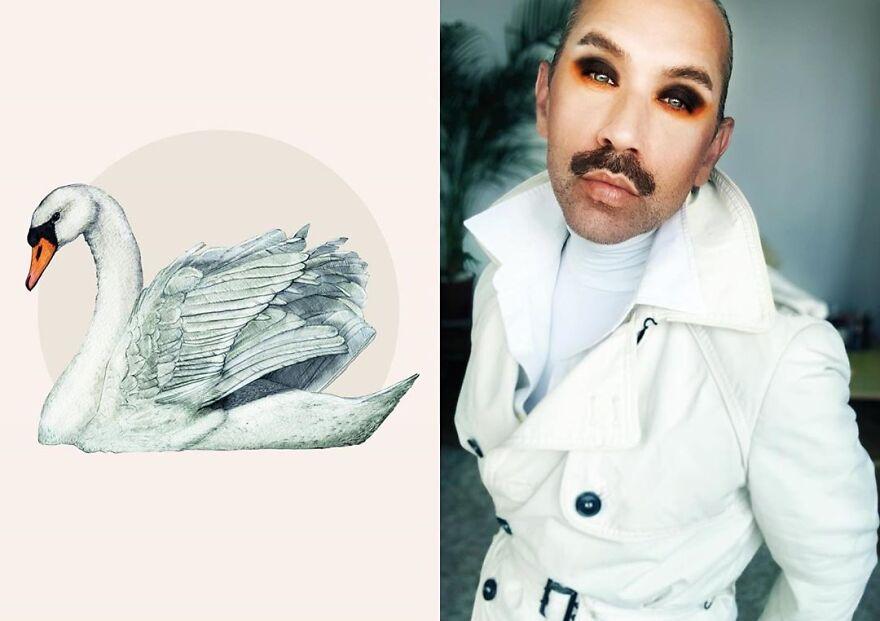 Artist draws birds in Lockdown and gently references them with fashion and makeup 5f8ea4ac2729d 880