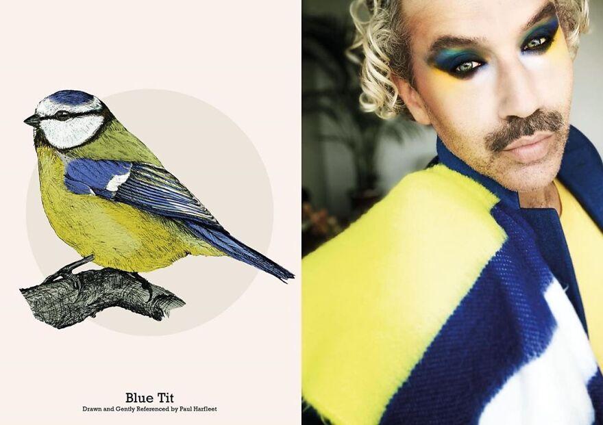 Artist draws birds in Lockdown and gently references them with fashion and makeup 5f8ea4ae08be3 880