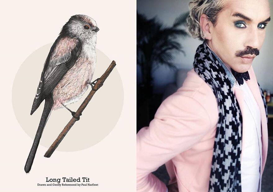 Artist draws birds in Lockdown and gently references them with fashion and makeup 5f8ea4ba1a890 880