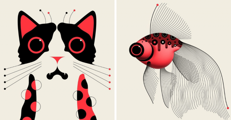 Pomocou jemných vĺn a geometrických tvarov vytvára brilantné ilustrácie