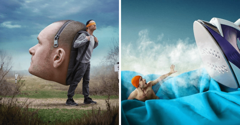 Umelec využíva fantáziu a zručnosti vo Photoshope. Výsledkom sú nádherné surrealistické výtvory