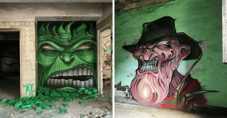 20 graffiti populárnych postáv s temným nádychom