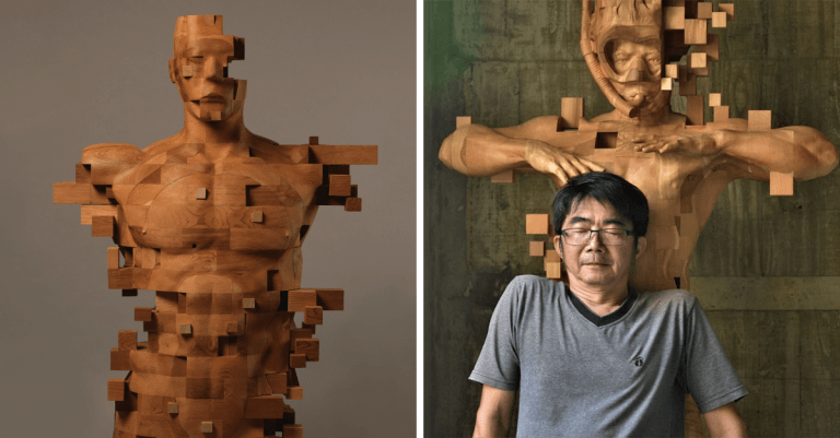 Taiwanský umelec vytvára nádherné pixelované sochy z dreva. Pozrite si jeho 10 výtvorov