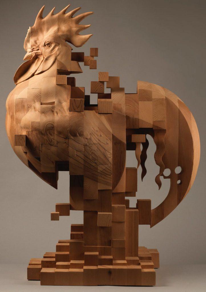 pixelated wooden sculptures hsu tung 1