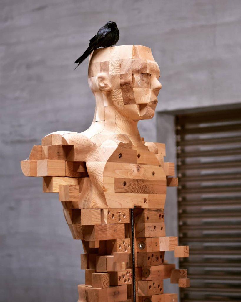 pixelated wooden sculptures hsu tung 3