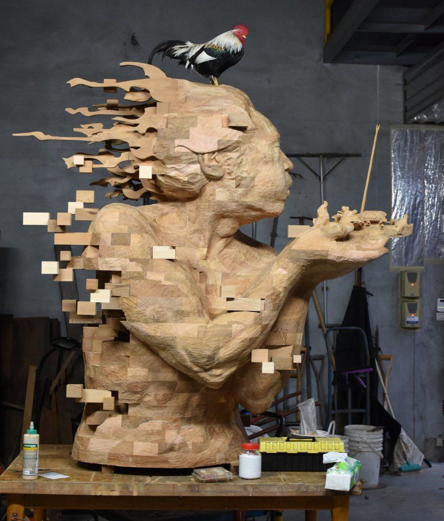 pixelated wooden sculptures hsu tung 6