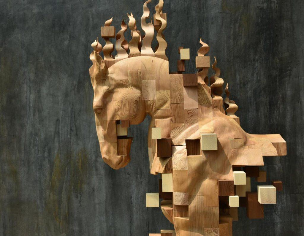 pixelated wooden sculptures hsu tung 7