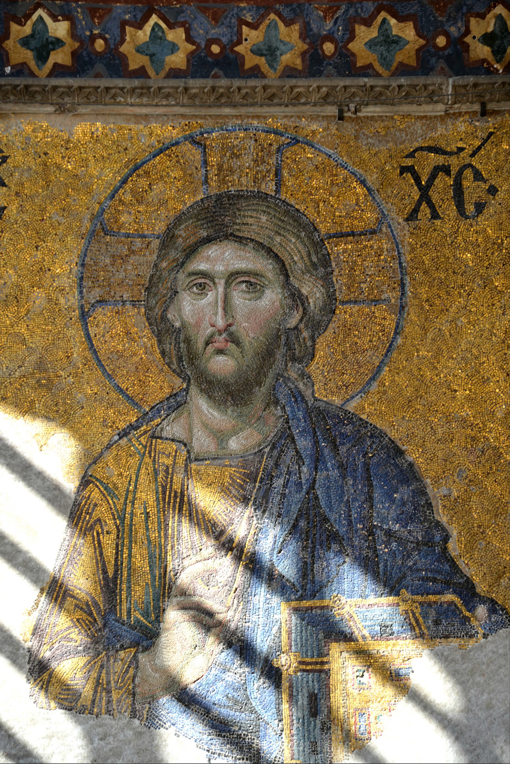 Jesus Christ Pantocrator detail of the Deesis Mosaic Christ with the Virgin Mary and John the Baptist 13th century AD Hagia Sophia Istanbul 37166690253 scaled