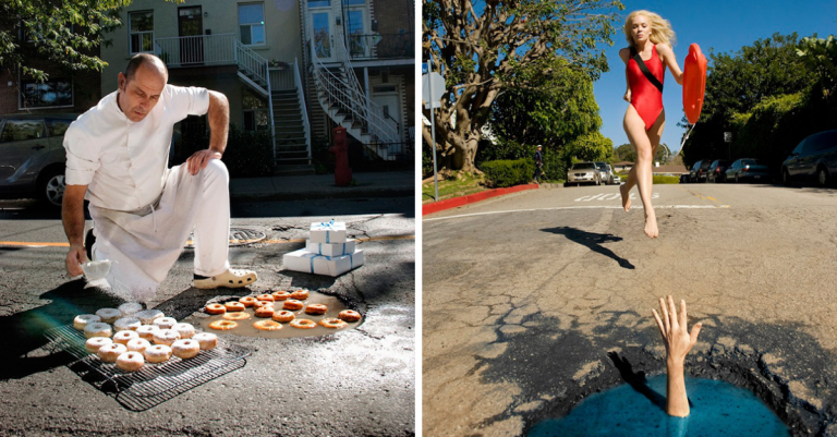 Umelci premieňajú cestné výmole na kreatívne výtvory. Pozrite si týchto 14 fotografií
