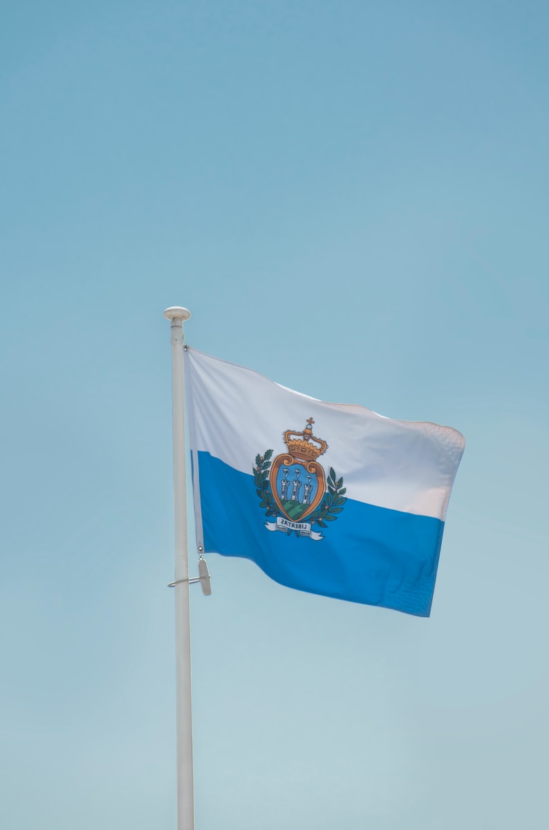 a blue and white flag