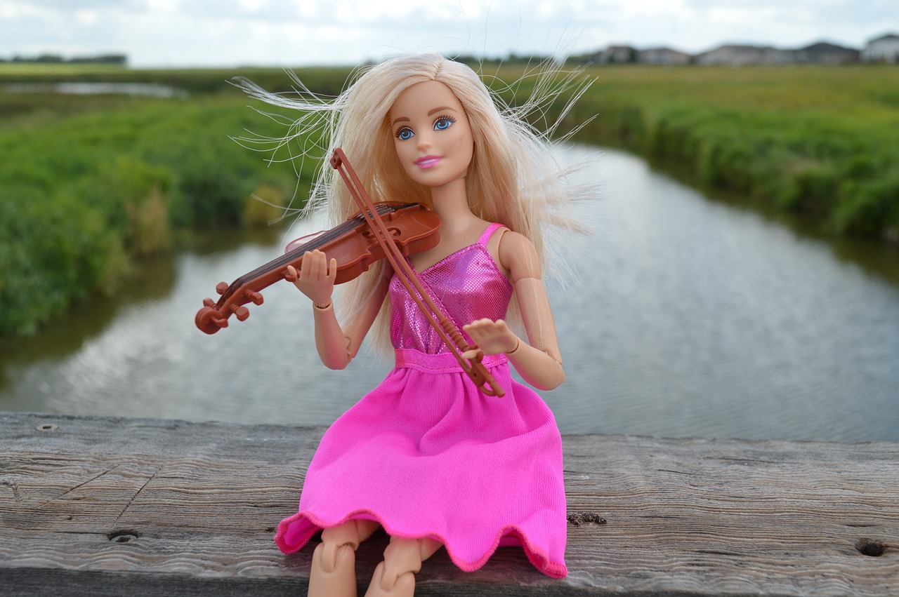 violin, playing, barbie