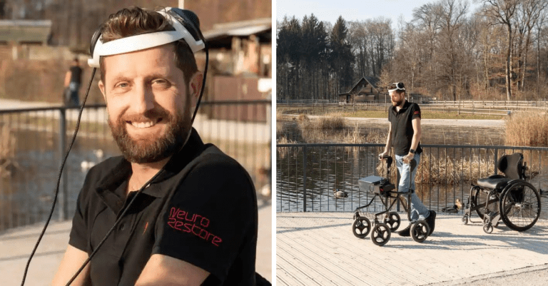 Ochrnutý muž opäť chodí vďaka zariadeniu, ktoré prepája jeho mozog so svalmi