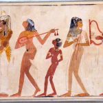 Musicians from ancient Egyptian wall painting, Metropolitan Museum of Art, New York, Sep 2012