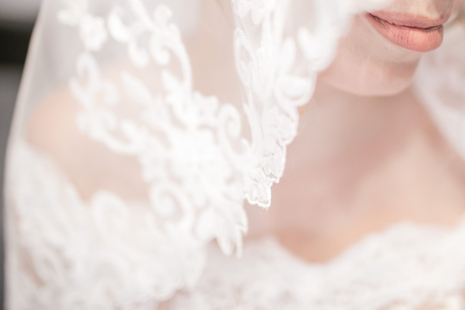 macro shot of white veil
