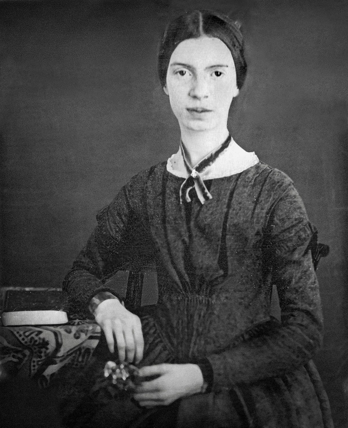 1200px Black white photograph of Emily Dickinson Restored