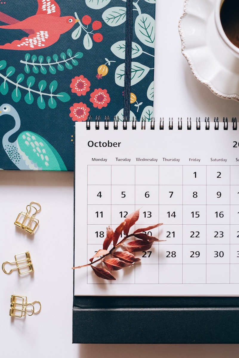 Brown Leaves on Desk Calendar