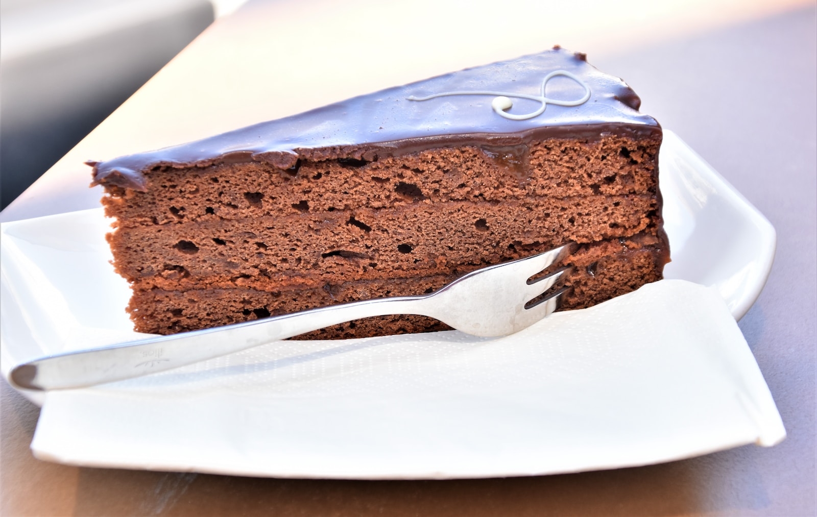 chocolate cake on white ceramic plate
