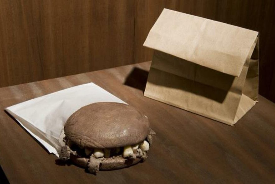 hamburger 2000 a hamburger made from tanned human skin containing teeth by andrew krasnow l edit 35590698301855