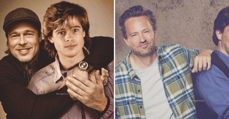 Ako vyzerajú Matthew Perry alebo Leonardo DiCaprio a iné celebrity vedľa svojho mladšieho ja? Tento umelec vám to ukáže na fotografiách