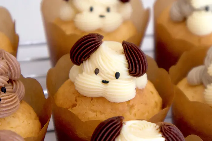 cupcake with dog icing on top