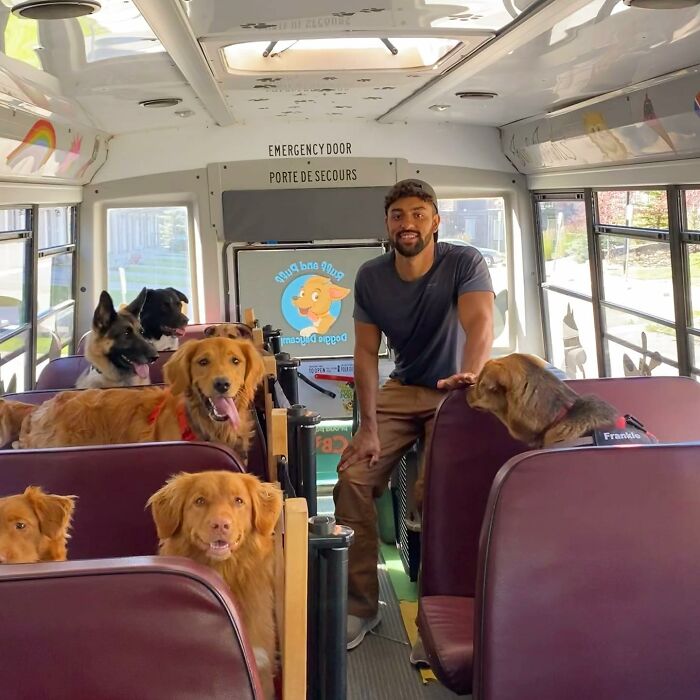 This guy drives an adorable school bus full of dogs to the park every day 658d424b1571b 700