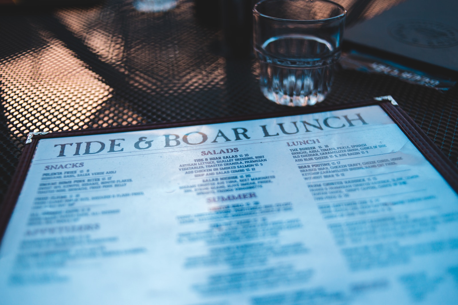 Tide & Boar Lunch menu