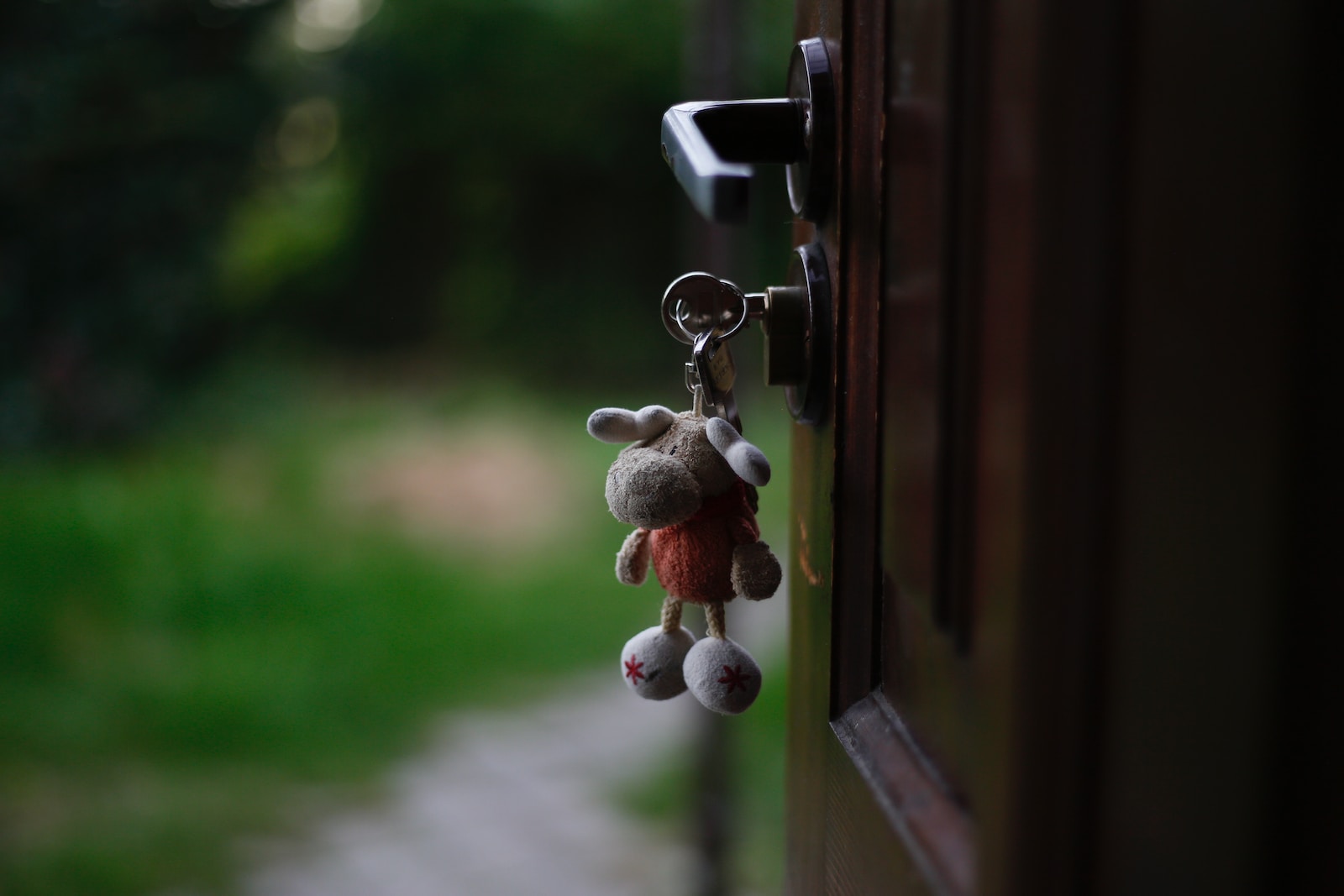 a key chain hanging from a door handle