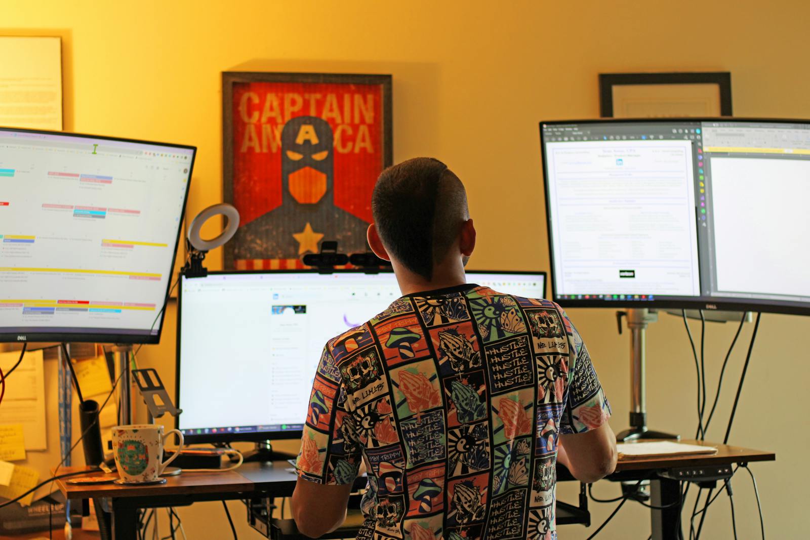 Three Screens Desk