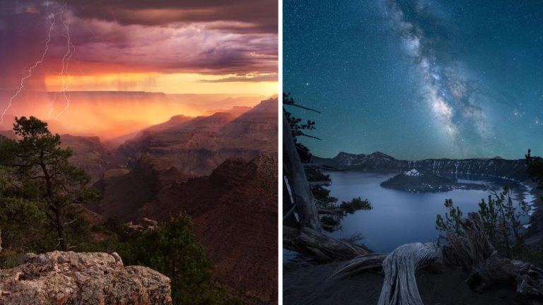 10 dychberúcich fotografií prírody pre dnešný deň #7 – Blesky v Grand Canyon alebo vodopád v Slovinsku