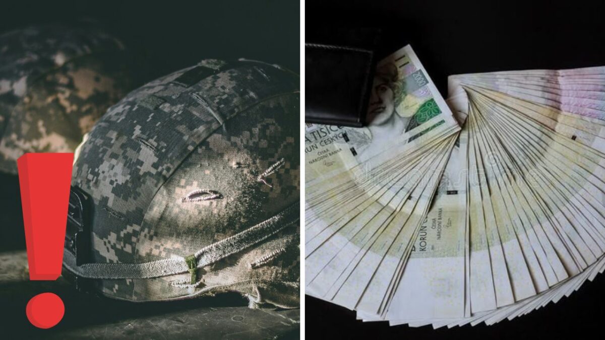 Militaristická prilba vedľa českých bankoviek symbolizuje vzťah medzi vojenstvom a financiami.