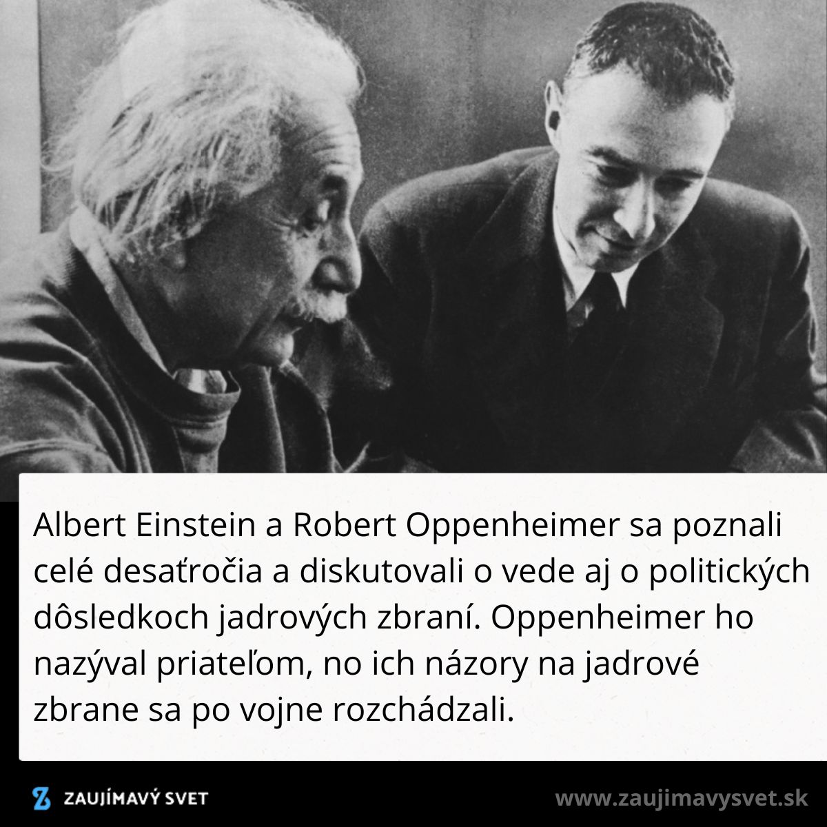 Dvaja vedci diskutujúci o vedeckých a politických aspektoch jadrových zbraní v minulom storočí.