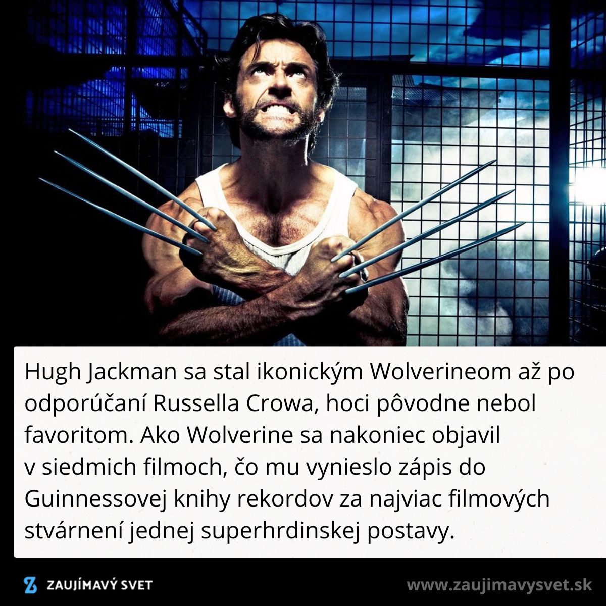 Muž s pazúrmi a expresívnym výrazom vo väzenskej cele, pripravený na akciu.