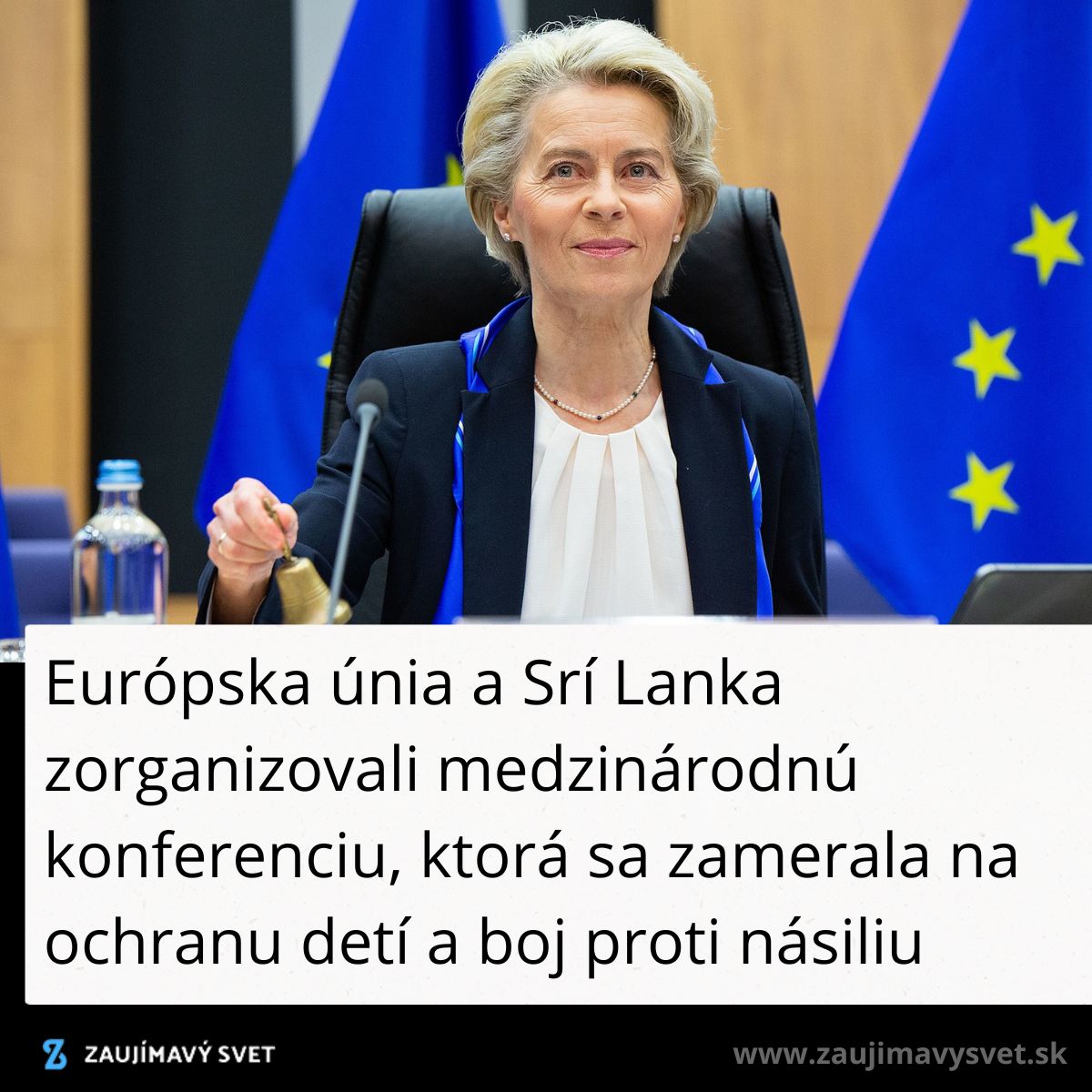 Žena na medzinárodnej konferencii o ochrane detí a boji proti násiliu, organizovanej Európskou úniou a Srí Lankou.