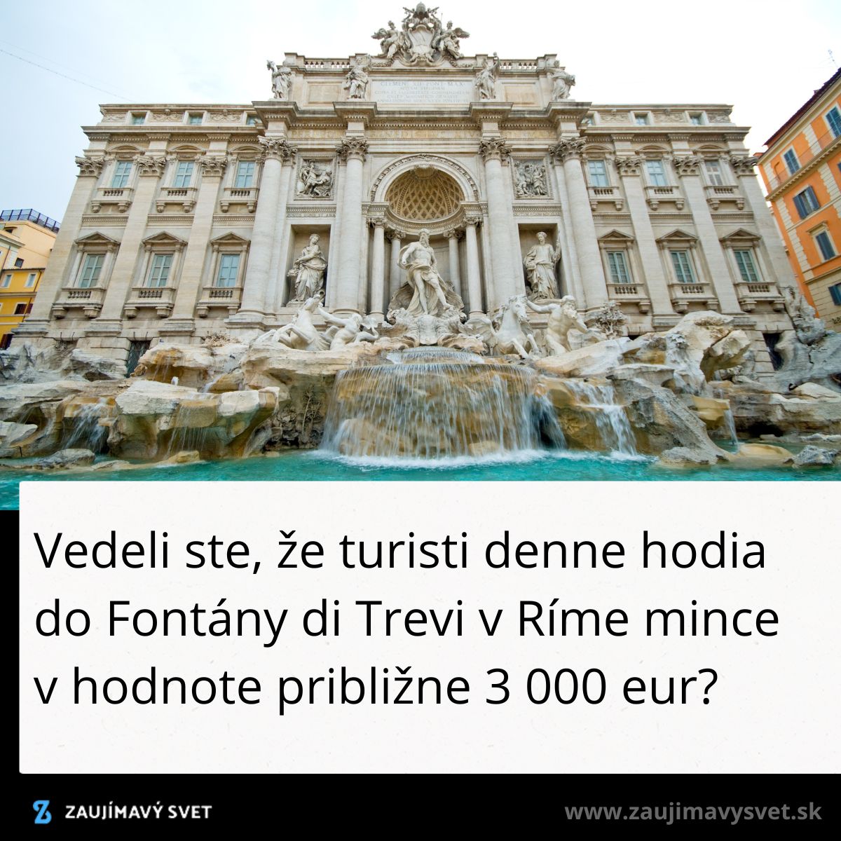 Fontána di Trevi v Ríme s historickou architektúrou a turistami hádzajúcimi mince.
