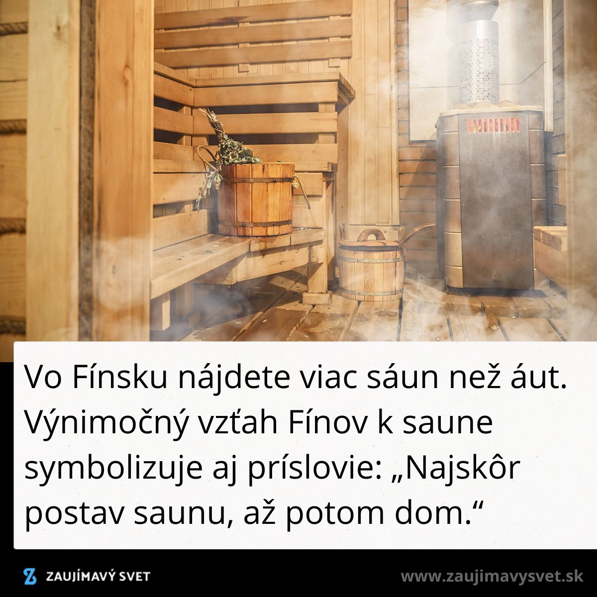 Fínska sauna s dreveným interiérom a parou, symbol fínskej kultúry a relaxácie.