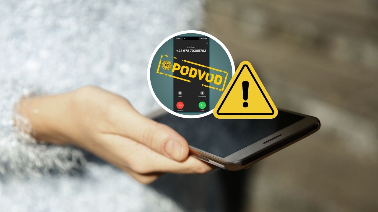 Varovanie pred podvodným telefonátom zobrazeným na smartfóne, dôraz na opatrnosť pri neznámych volaniach.