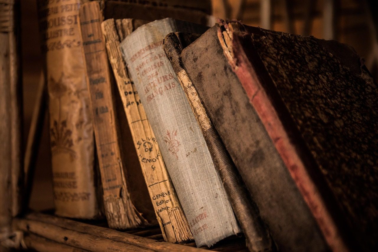 Staré knihy v drevenej polici ponúkajú historické dedičstvo a nostalgiu klasickej literatúry.