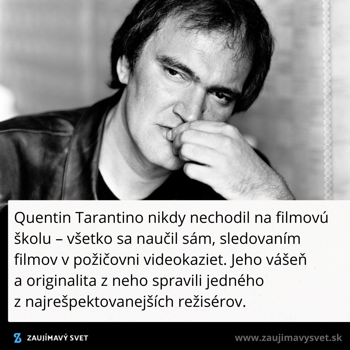 Čiernobiela portrétna fotografia muža hľadiaceho do diaľky s rukou pri tvári, text hovorí o jeho filmovej kariére.