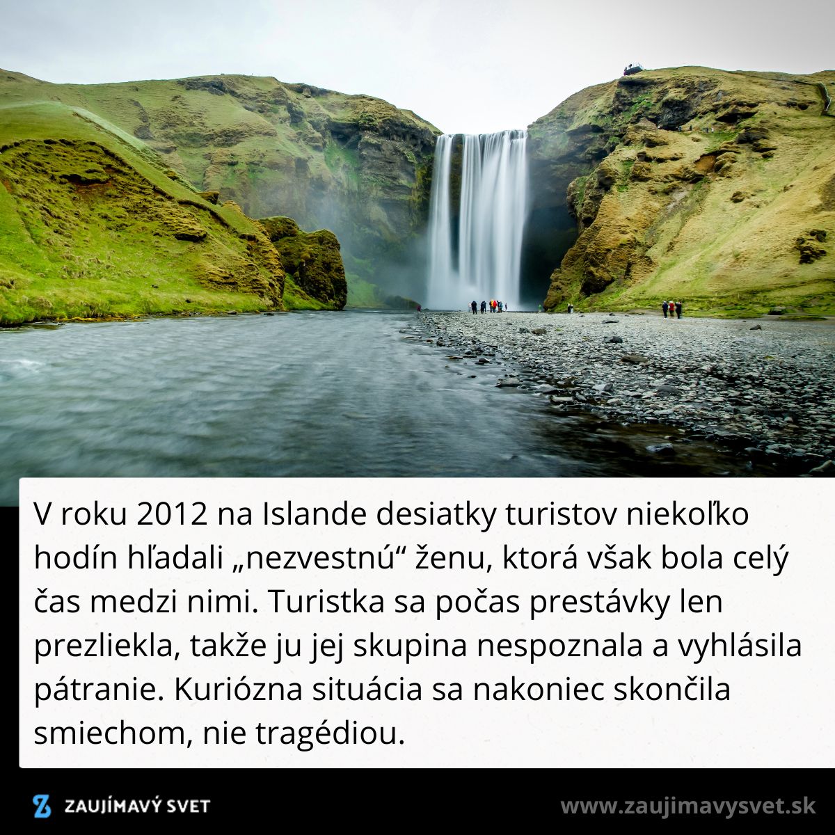 Vodopád na Islande, pred ktorým sa stala kuriózna udalosť s turistkou v roku 2012.