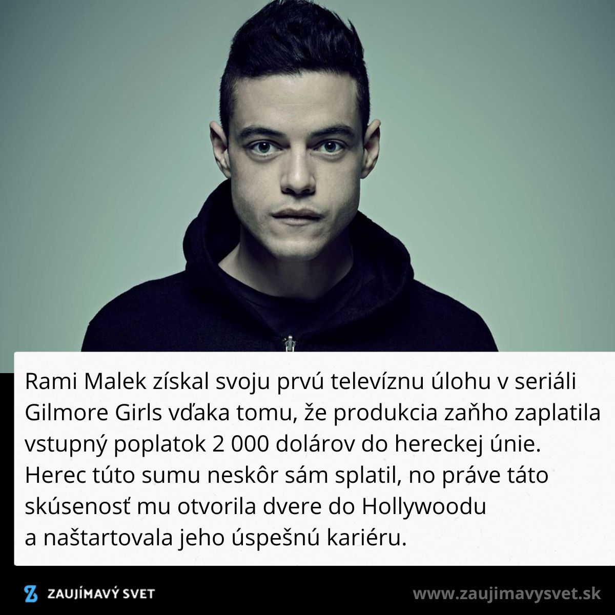 Herec v tmavej bunde na šedom pozadí. Text o jeho prvej televíznej role a kariérnom začiatku.