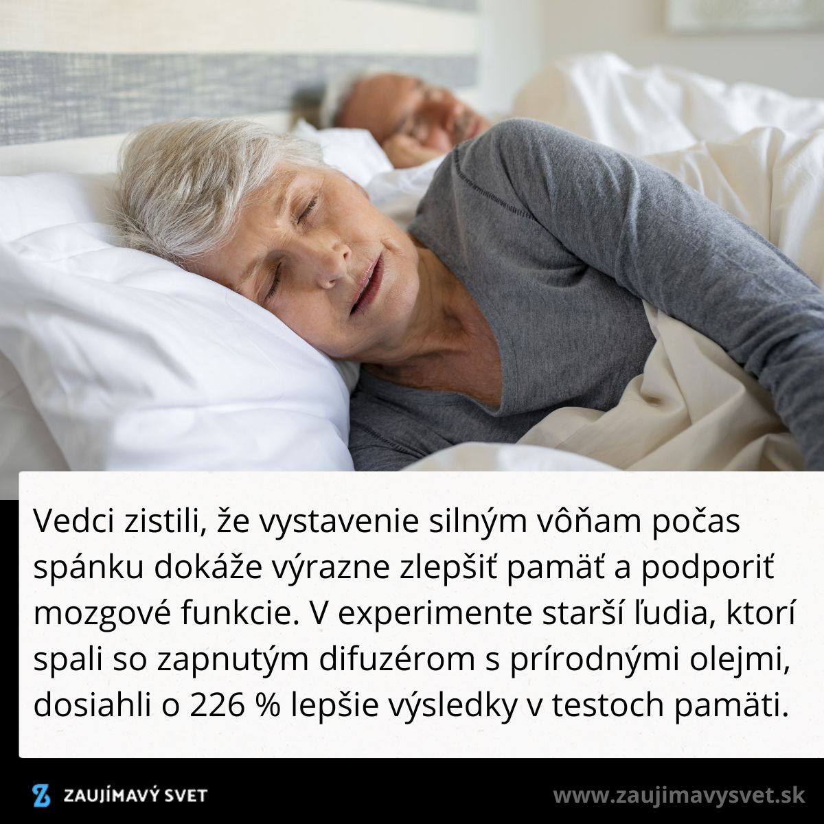 Starší ľudia spia s difuzérom, zlepšenie pamäti vďaka prírodným vôňam dokázané vedcami.