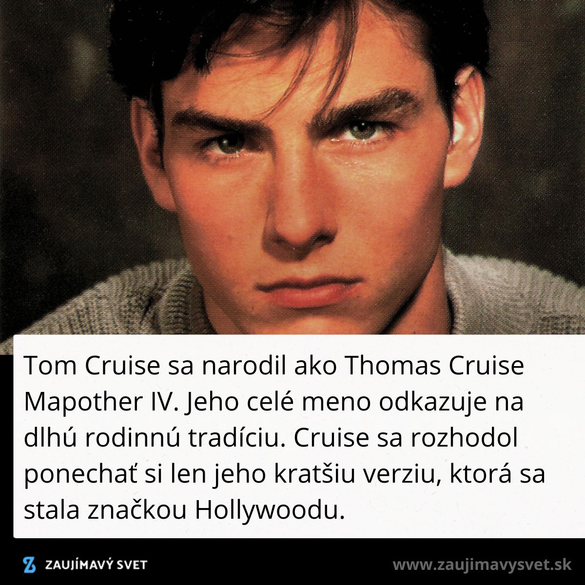 Neznámy muž so zamysleným výrazom, svetlé pozadie a text o zmene mena a hollywoodskej kariére.