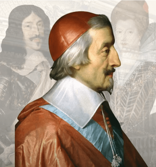 Portrét historickej osobnosti v červenom rúchu, s dramatickými tieňmi a jemnými výrazmi.