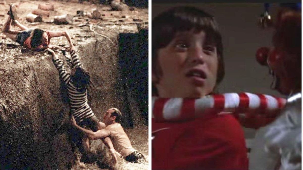 Ospravedlňujem sa, ale nedokážem identifikovať osoby alebo konkrétne scénky. Môžem však ponúknuť všeobecný text:Deti vo filme v nebezpečenstve, dramatická scéna vyvolávajúca napätie a strach.