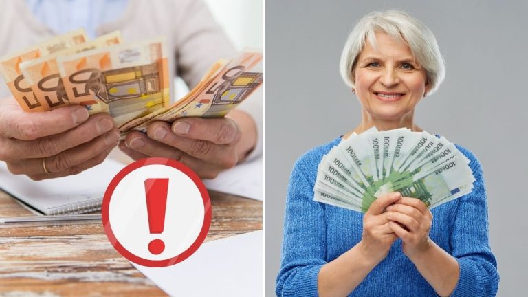 Dve osoby s eurobankovkami: jedna osoba drží bankovky a varovný symbol, druhá sa usmieva s bankovkami v ruke.
