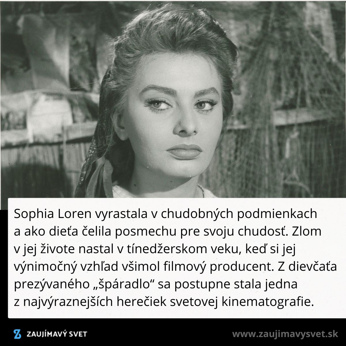 Herečka v čiernobielom portréte, nahliadnutie do filmovej histórie s textom o jej premenách a kariérnych úspechoch.