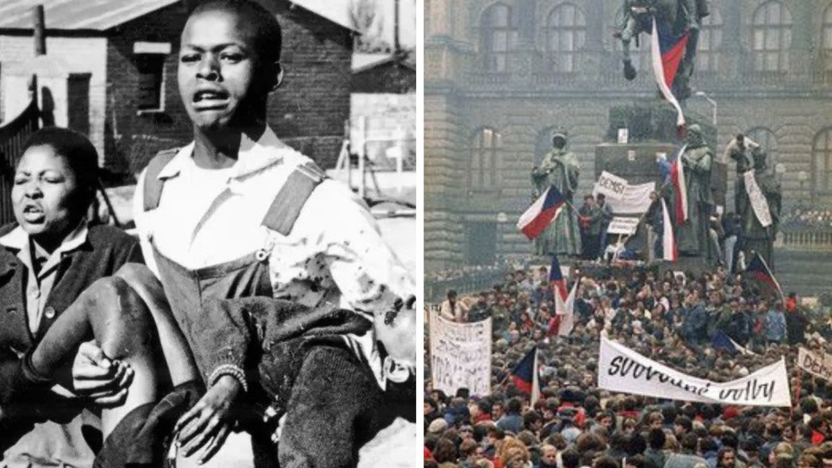 Dva historické protesty: Apartheid v JAR a demonštrácie v Československu za slobodu a demokraciu.